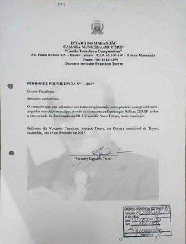 Pedido de Providência de nº 033/2017